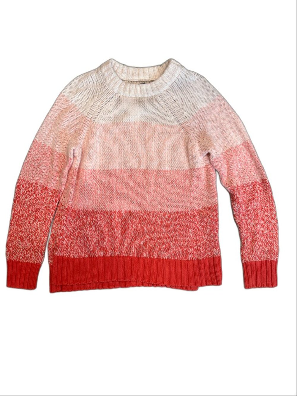 Aerie Pink & Coral Colorblock Ombre Chunky Knit Sweater (Size Small)